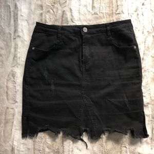 Raw Edge black denim skirt